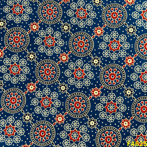 Ajrak Print Cambric Cotton Fabric- F4625
